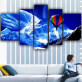 Factory Wholesale 5 Panel Snow Mountain Scenic Hot Air Balloon Wall Art Canvas Room Wall Decor Painting