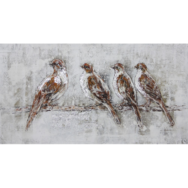 Wholesale Custom Bird Animal home accessories Framed Canvas Painting  handmade Oil Painting  for home decor