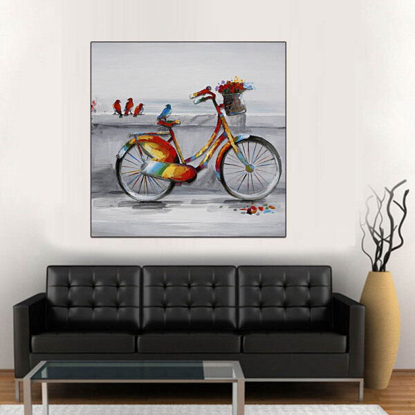 2018 Newest Modern Abstract Painting Handmade Canvas of Bike Wall Art Oil Painting