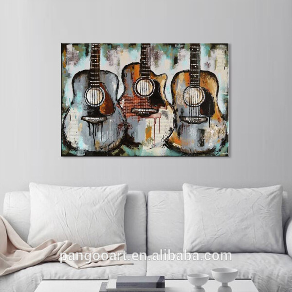 abstract single handmade oil painting of guitar for bedroom decoration wall art