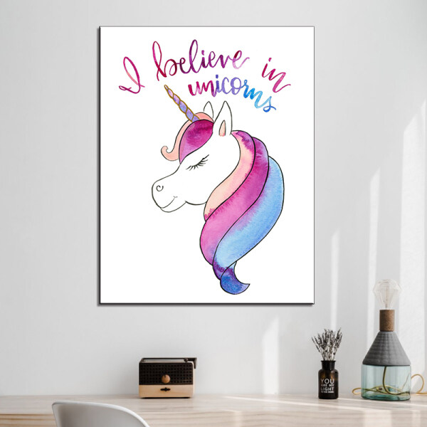 Watercolor Unicorn Posters and Prints Nordic Canvas Animal Painting Wall Pictures For Kids Nursery Room Art Home Decor No Frame