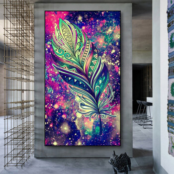 2021 Modern Fashion Feather Canvas Art 5d Custom Diamond Painting Scenery Diamond Art Painting for Home Decoration