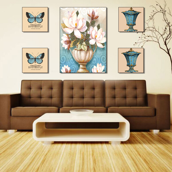 5 Pieces Christmas Thangka style flower art Canvas Painting for Sale Modern Butterfly PrintArtWall Home Decoration unframed