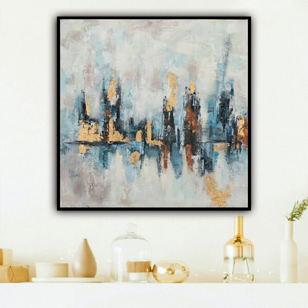 Pop decoration best price wall canvas art Abstract streetscape oil painting abstract