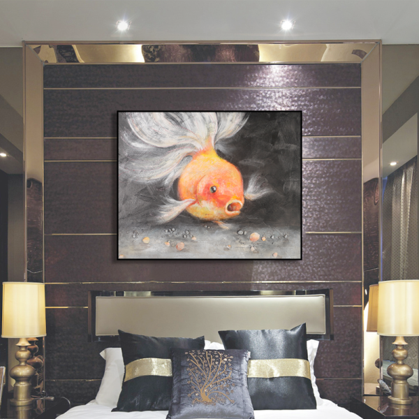Super quality golden fish art oil painting, home hotel decoration handmade canvas oil paintings
