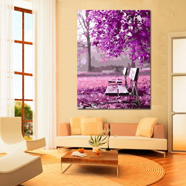 Rural Landscape Painting by Number DIY Oil Paint 40X50CM Canvas Art Lovers Walks In the Street Oil Painting Home Decor Gift