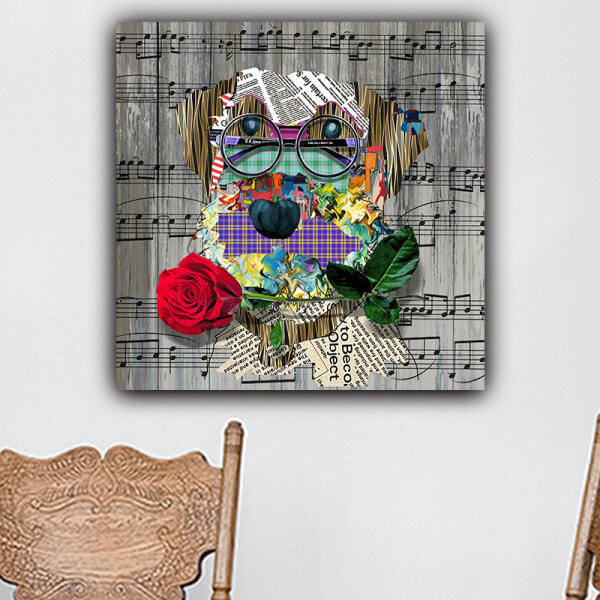 Home decoration painting custom design music note puppy stitching picture printing product painting wall art canvas painting