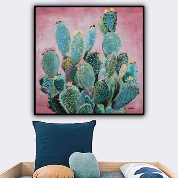 100% Hand Painted Cactus Oil Painting On Canvas Home Decor Handmade Canvas Flowers Cactus Plants Oil Painting Without Frame