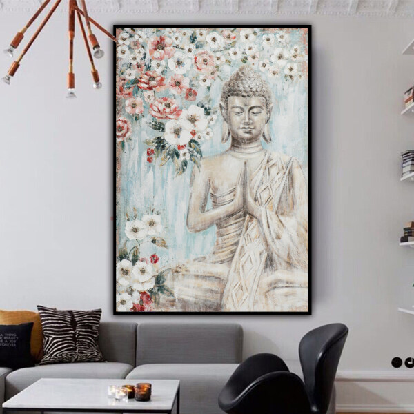 Abstract buddha statues on the wall canvas art posters and prints Buddhist art pictures home wall decoration