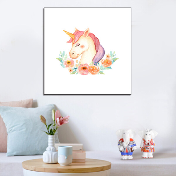 Colorful Unicorn Watercolor Canvas Art Print Painting Poster Wall Pictures For Room Home Decorative Bedroom Decor No Frame
