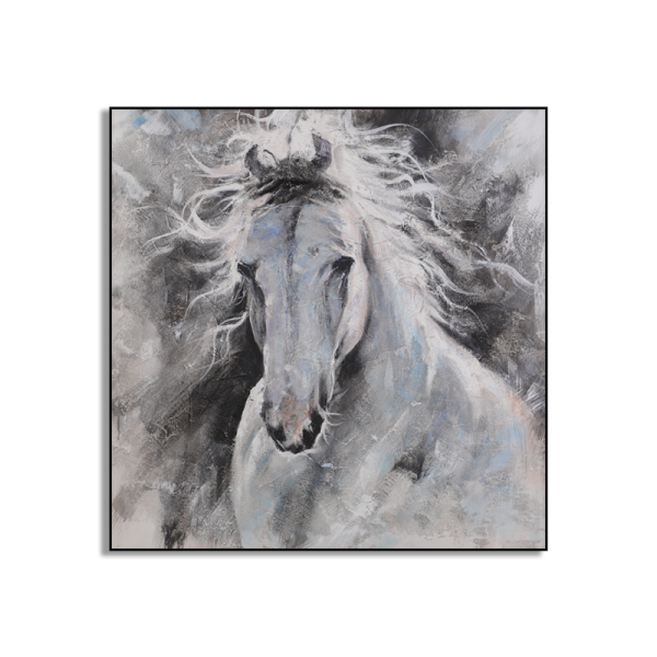 Handmade white horse animal oil painting, OEM&ODM available handpainted canvas painting
