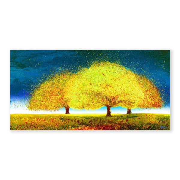 Customized OEM golden yellow trees living room bedroom decoration painting printing canvas painting