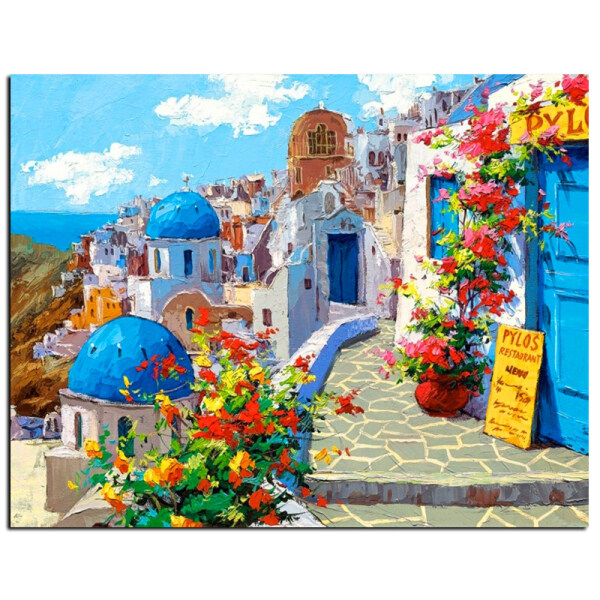 Mediterranean Sea Landscape DIY Painting By Numbers Kits Paint On Canvas With Wooden Framed For Home Wall Decor Gift