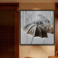 handmade oil painting  Thick texture A line of gray and black umbrellas home decor  Wall Decoration