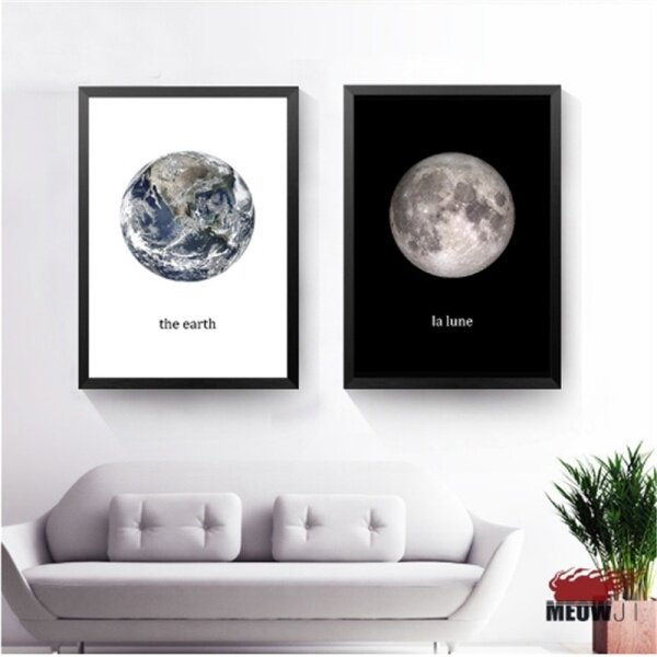 Planet Giclee Canvas Wall Art Moon Canvas Painting Custom Wall Paintings Art Work Painting  Living Room Wall Decoration