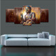 5 Panel HD Canvas  Buddha Painting religious art oil painting  For Hotel Decor