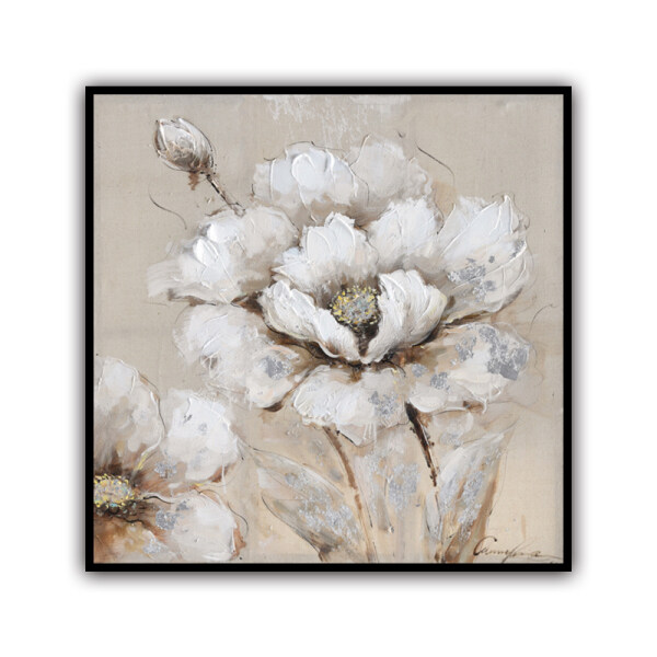 Wholesale Custom grey flowers Home Accessories Canvas Painting  Handmade Oil Painting  for home decor