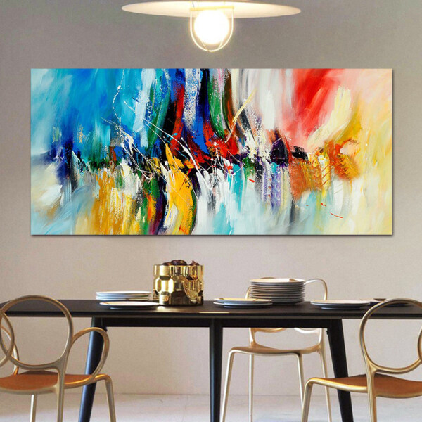 Art Colorful Gray White Blue Light Oil Painting Canvas For Room Decor Modern 100% Handmade Abstract Picture Painting