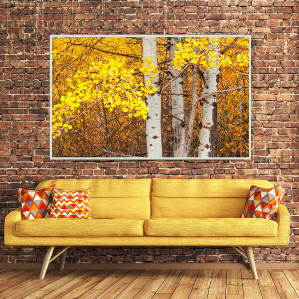 Factory wholesale yellow trees landscape picture decoration print canvas painting art decoration painting