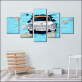 5 sets of Cartoon Car Art Printing Oil Painting Poster Decoration