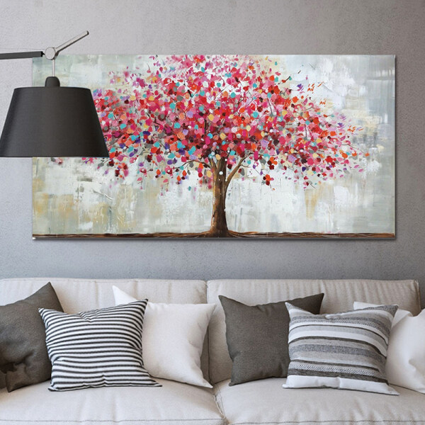 Large Modern Abstract Colorful Tree Handpainted Oil Painting Handmade Canvas Painting Home Wall Decor No Frame