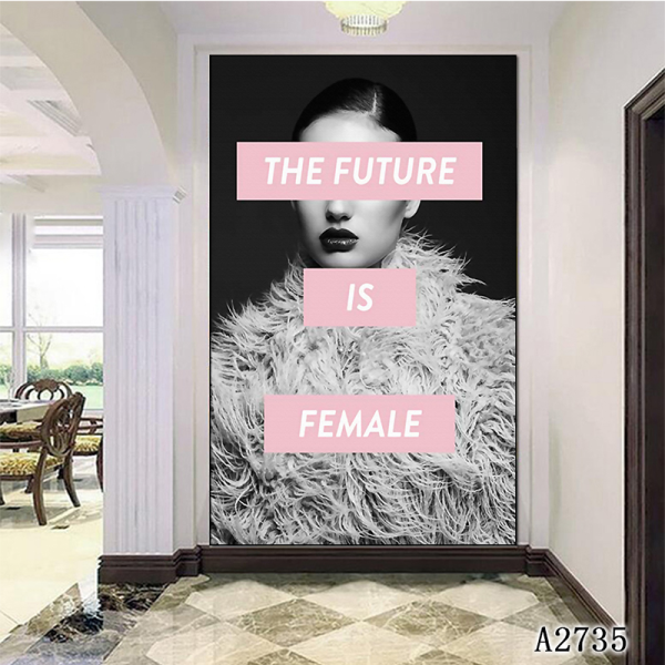 Custom Personal Single Panel Big Size The Future is Female Women Poster Painting Modern Home Decor Canvas Oil Painting