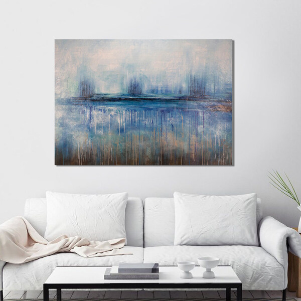 Best Art Blue Abstract Oil Painting Canvas Handmade Painting Home Decor Oil Painting Artwork