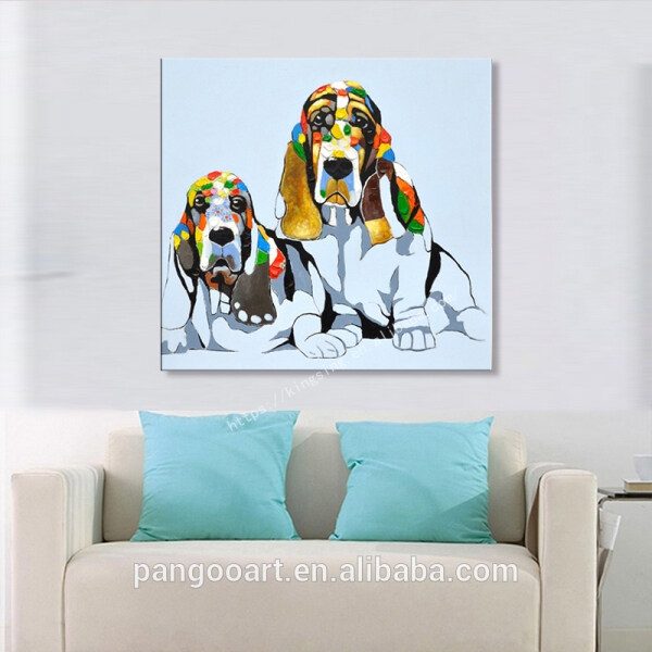 hand painted cute dog painting wall art Abstract animal art 100% handmade oil painting canvas wall decoration