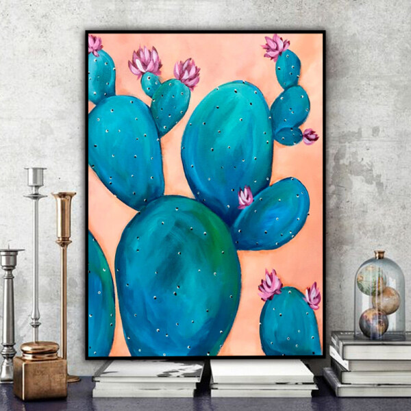 100% Handmade  Texture Oil Painting  Cactus blossom  Abstract Art Wall Pictures for Living Room Home Office Decoration