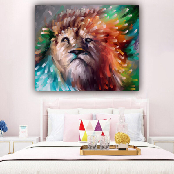 Hot sale OEM Lion Picture Living Room Sofa Background Decorative Painting Printed Canvas Oil Painting