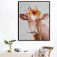 High Quality Animal Art Handmade Cow Head with flowers home Oil Painting on Canvas