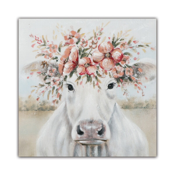 Wall Art Canvas Animal Picture horse with flowers oil Painting For Living Room Home Decor No Frame