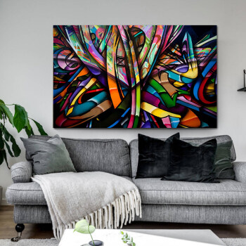 Wholesale Custom Graffiti Framed Paintings New Abstract wall art Hip Pop Canvas Poster for home decor