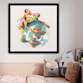Handmade Wall Decoration A lovely frog with a ball in his arms Abstract Canvas Art Oil Painting decor wall decor