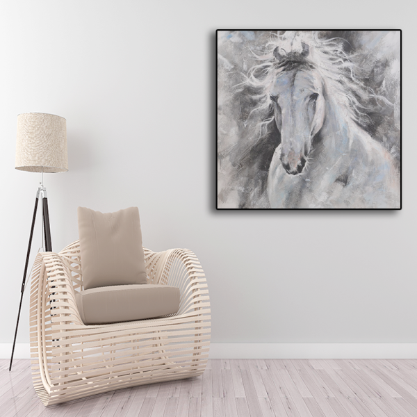 White Horse Painting 3D Painting Canvas Wall Art Oil Painting Wall Pictures Hand Painted Wall Art for Living Room