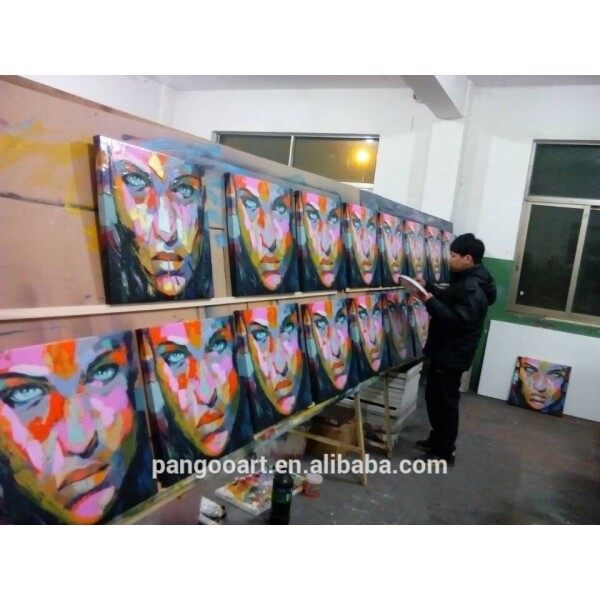 Wholesale Custom home accessories Framed Canvas Painting Portrait Knife Painting handmade Oil Painting for home decor