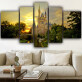 Wholesale 5 Panel Wall Art Custom Picture Castle Print Hanging Popular Canvas Painting