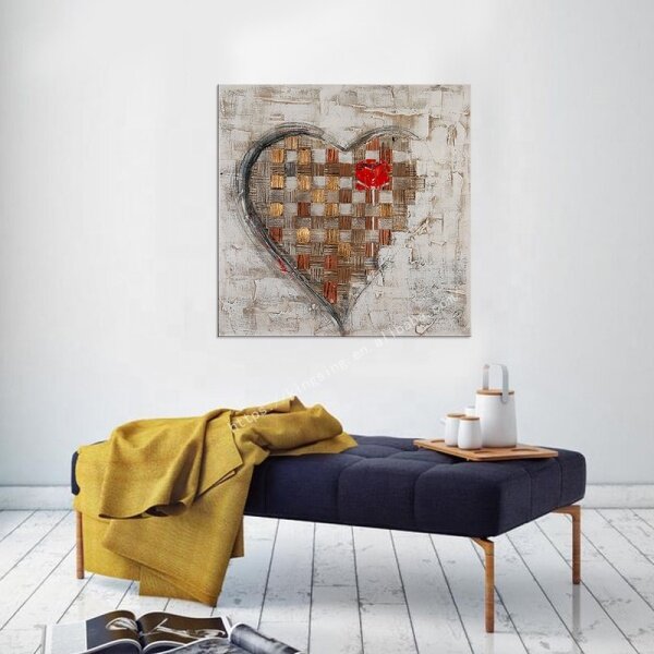 Professional Supplier Wall Art Painting Hand Painted Picture Crafts Wall Decoration, Modern Handmade Heart Oil Painting