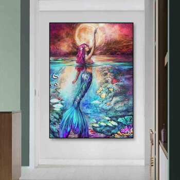 Wholesale Home wall Decor 5d Diy Diamond the Mermaid Painting Cross Stitch Full Drill Mosaic Picture Diamond Embroidery Painting
