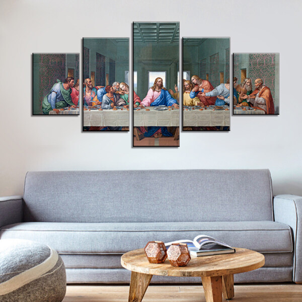 5 Panels Last Super Wall Art Canvas Painting For Living Room Wall Jesus Religion Prints And Posters Canvas Picture Cuadros Deco