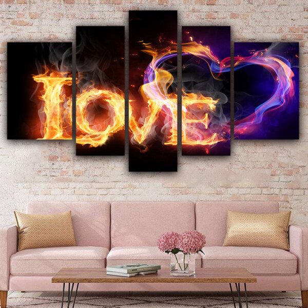 Abstract Design Love Fire Canvas Painting Wall Art Abstract Oil Painting On Canvas Printed Art Painting