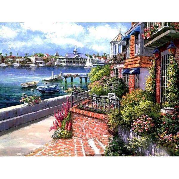 Custom paint by numbers oil paint art boat diy acrylic painting canvas kit ocean sea for kids