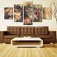 5 panels animal retro painting print horse art canvas paintings For living room office christmas decoration