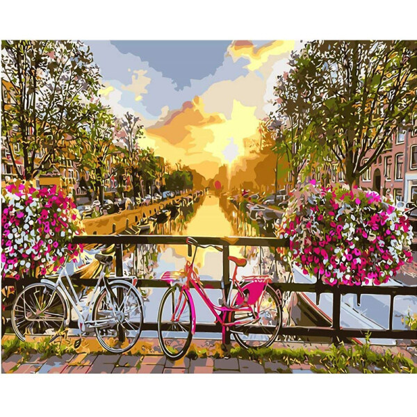 Bridge River Painting Diy Digital Painting By Numbers Handmade Scenery Art Picture Sunset Oil Painting For Home Wall Artwork