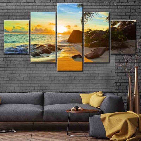 Best sellers hand painted wall art for living room lonely island theme canvas print painting