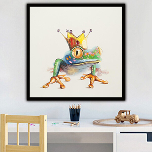 Handmade Wall Decoration Frogs with crowns  Abstract Canvas Art Oil Painting decor wall decor