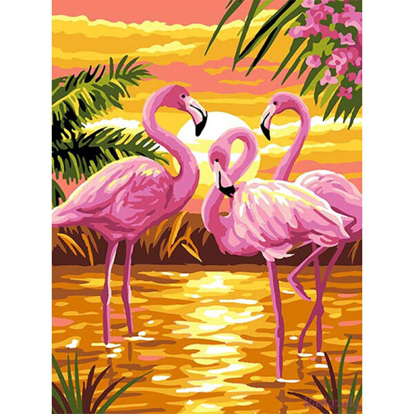 Amazon Sunset Painting Diy Digital Painting By Numbers Handpainted Flamingo Oil Painting For Home Wall Artwork