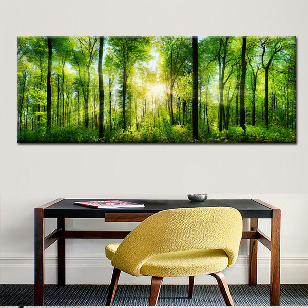 Spring the Sunshine forest Landscape painting canvas Print green Forest Pictures oil paintings art Home & Kitchen