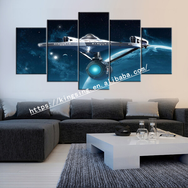 Custom design space UFO theme printed canvas painting collection