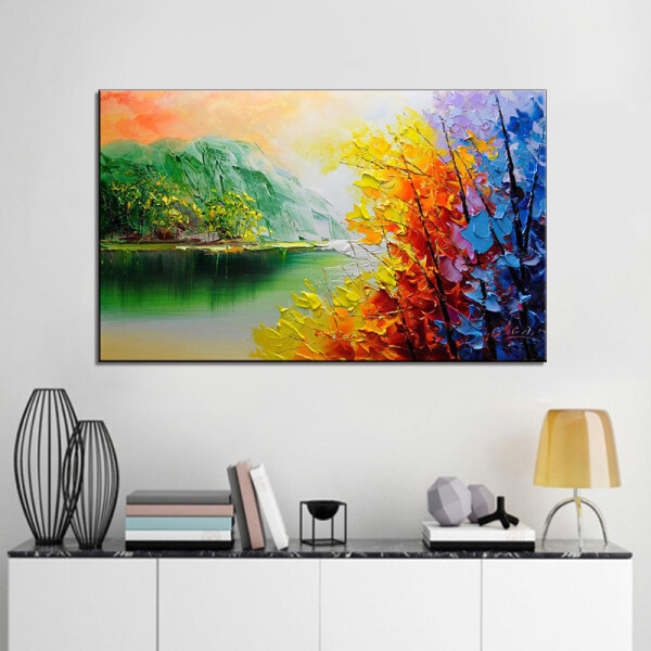 Abstract Nordic Style Gold Oil Painting on Canvas Posters and Prints Scandinavia Art Wall Pictures For Living Room Home Decor